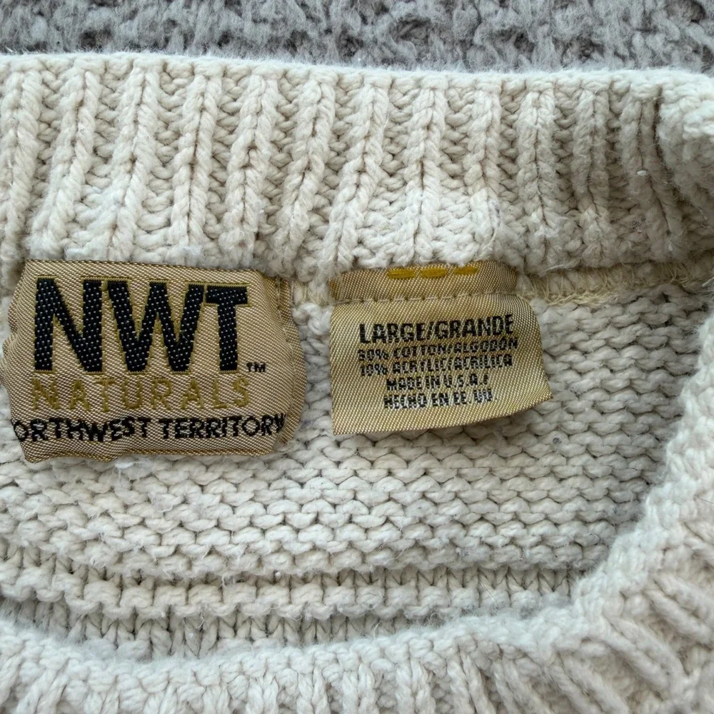 Vintage Northwest Territory Naturals Men L Fair Isle Knit Sweater Made in USA